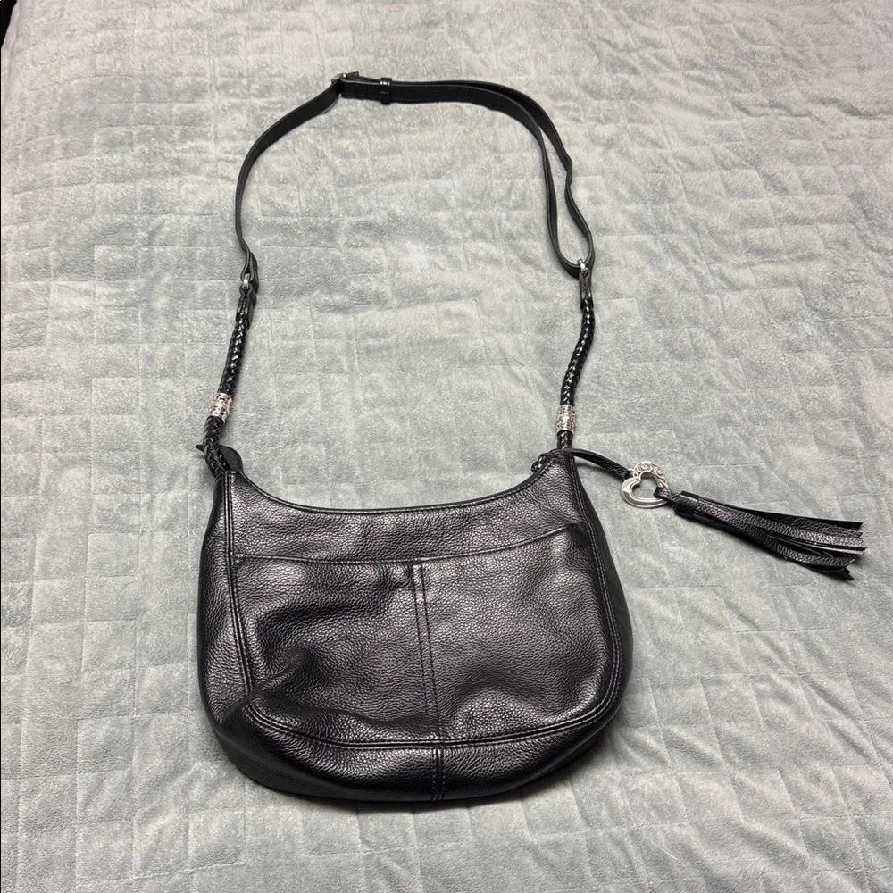 Brighton Black Leather Boho Purse, Great Condition, Crossbody, Shoulder, Wallet